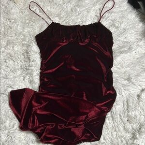 Elegant Burgundy Satin Dress
